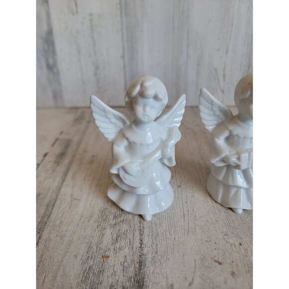 White porcelain angel music guitar religious Xmas vintage figure - Picture 2 of 7